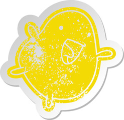 distressed old cartoon sticker kawaii cute happy bean