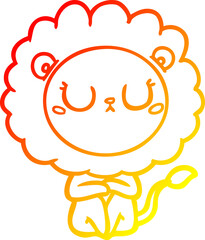 warm gradient line drawing of a cartoon lion