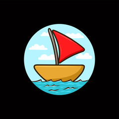 Cute Sailboat Cartoon Vector Illustration