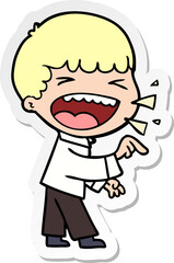 sticker of a cartoon laughing man