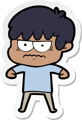 Fototapeta premium sticker of a annoyed cartoon boy