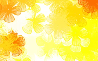 Tuinposter Light Orange vector doodle background with flowers © smaria2015