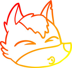 warm gradient line drawing of a cartoon wolf face whistling
