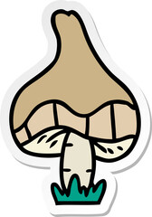 hand drawn sticker cartoon doodle of a single mushroom
