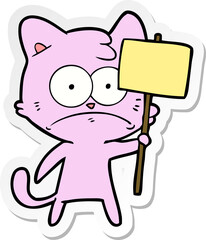 sticker of a cartoon nervous cat