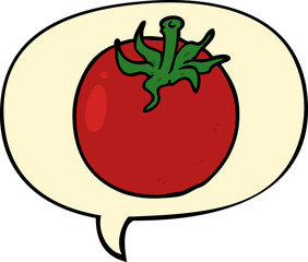 cartoon fresh tomato with speech bubble
