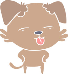 flat color style cartoon dog sticking out tongue
