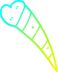 cold gradient line drawing of a cartoon shooting heart decorative element