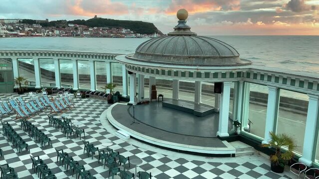 Early morning view of the band stand at Scarborough Yorkshire 