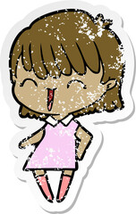 distressed sticker of a cartoon woman