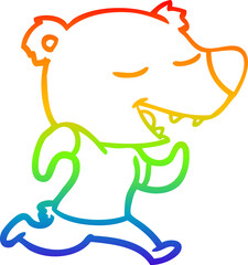 rainbow gradient line drawing of a cartoon bear