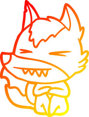 Obraz premium warm gradient line drawing of a angry wolf cartoon