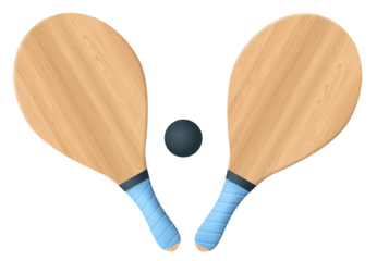 Wooden Beach Bats And Ball Isolated On White.  Photo Realistic llustration