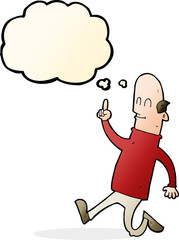 Fototapeta premium cartoon bald man with idea with thought bubble