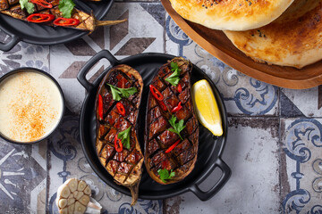 grilled spicy eggplant