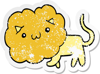 distressed sticker of a cute cartoon lion