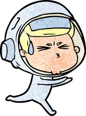 cartoon stressed astronaut