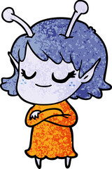 smiling alien girl cartoon