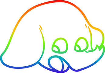 rainbow gradient line drawing of a shocked cartoon elephant face