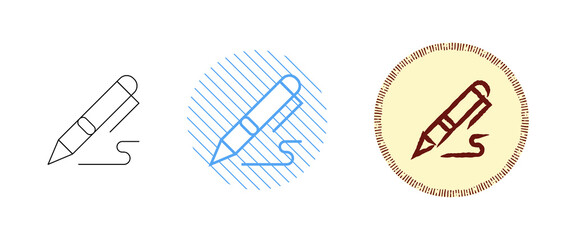 This is a set of contour and color pen icons