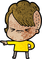 cartoon annoyed hipster girl