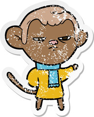 distressed sticker of a cartoon monkey