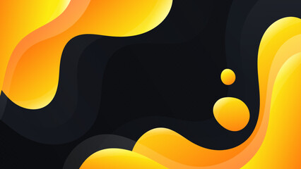 Abstract background with yellow waves. Black background. Desktop wallpaper. Vector.