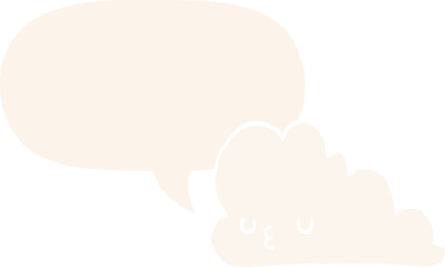 cute cartoon cloud with speech bubble in retro style
