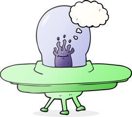freehand drawn thought bubble cartoon flying saucer