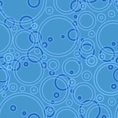 Geometric poa seamless pattern of random arranged azure rings with dots texture on light blue background.Round shapes halftone point endless wallpaper.For textile,wrapping paper,fashion fabric print