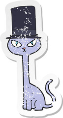retro distressed sticker of a cartoon posh cat