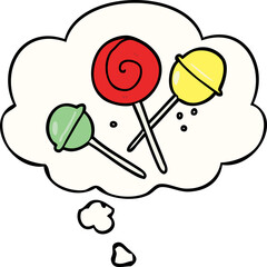 cartoon lollipop with thought bubble