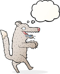 cartoon big bad wolf with thought bubble