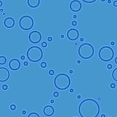 Geometric poa seamless pattern of random arranged azure rings with dots texture on light blue background.Round shapes halftone point endless wallpaper.For textile,wrapping paper,fashion fabric print