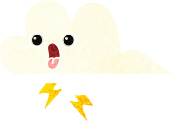 retro illustration style cartoon of a storm cloud