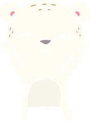 happy flat color style cartoon polar bear