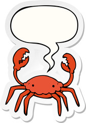 cartoon crab with speech bubble sticker