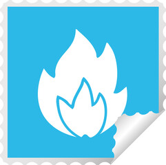 square peeling sticker cartoon of a fire