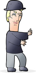 cartoon man wearing british bowler hat