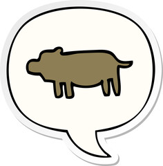 cartoon animal symbol with speech bubble sticker