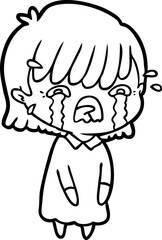 Fototapeta premium cartoon girl crying