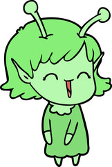 cartoon alien girl laughing