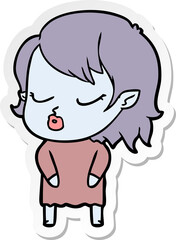 sticker of a cute cartoon vampire girl