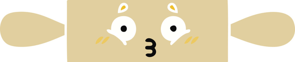 flat color retro cartoon of a rolling pin