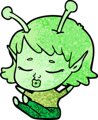 cute alien girl cartoon