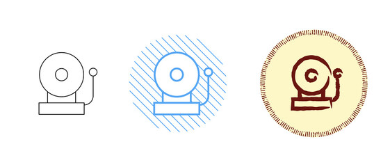 This is a set of contour and color school bell icons