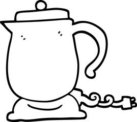 black and white cartoon kettle