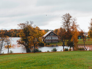 View of Kizhi Island, Historic Site of wooden Churches and Bell Tower-Republic of Karelia. Onega lake, Russia