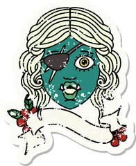 Retro Tattoo Style orc rogue character face
