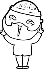 cartoon happy bearded man